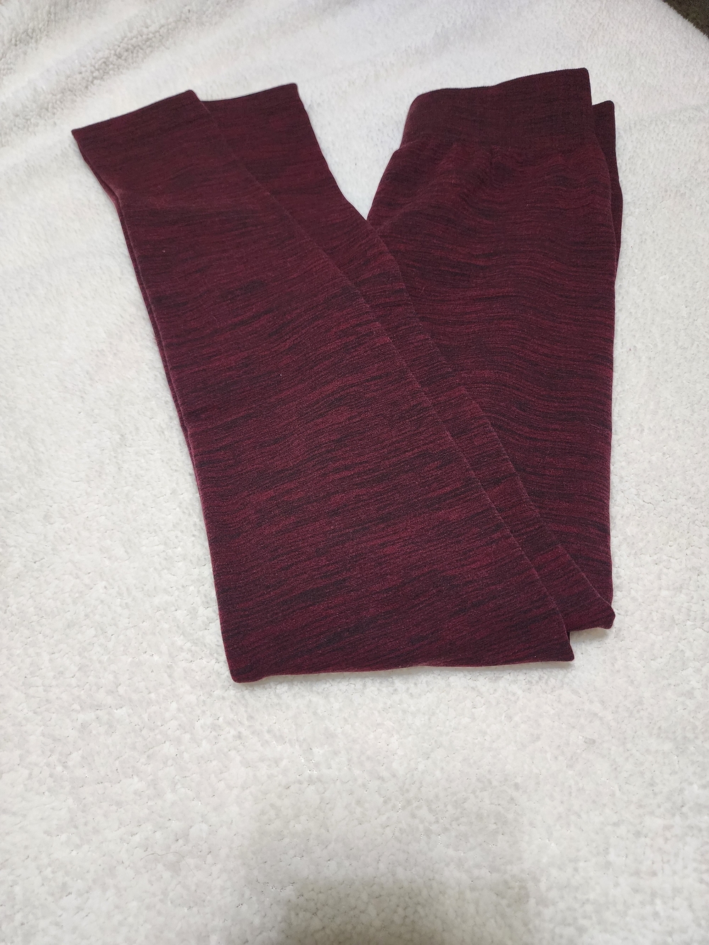 Marled Burgundy Fleece Lined Leggings S/M